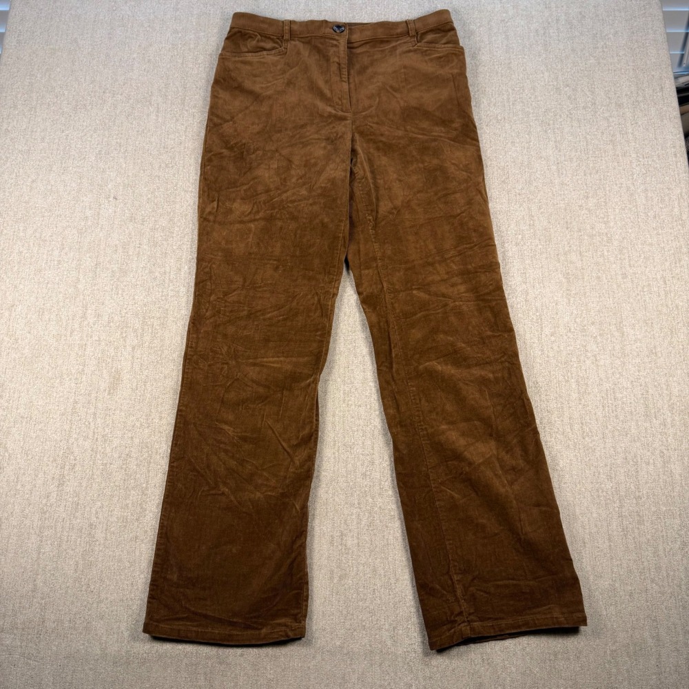 Orvis Corduroy Pants Women 10 Brown Straight Leg Stretch Cotton Casual Trousers